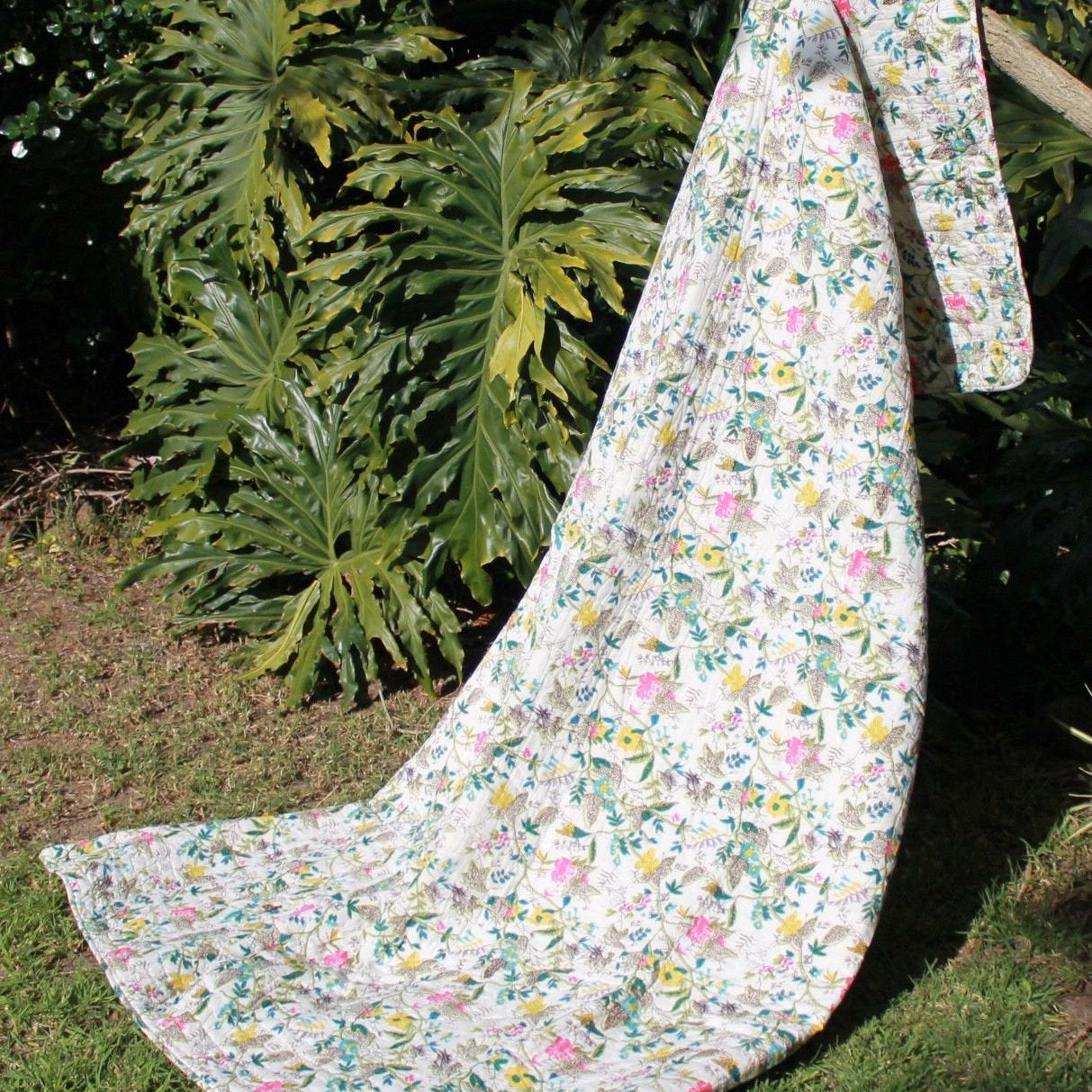 Linen Connections Indian Kantha Blanket Throw Duvet Set - Grey Goose