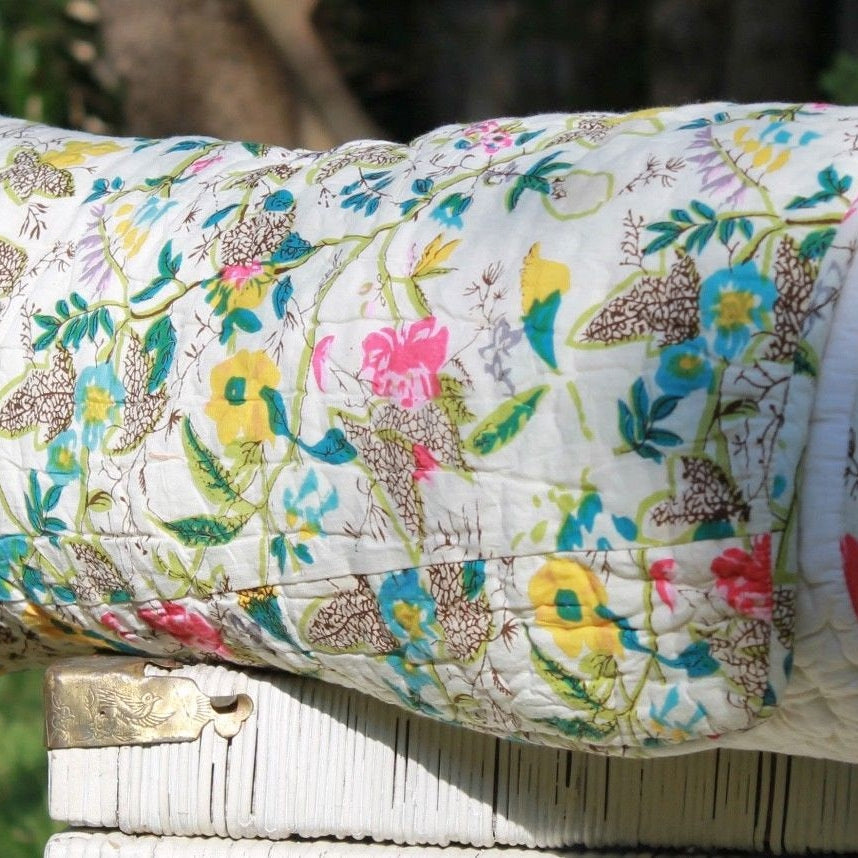 Linen Connections Indian Kantha Blanket Throw Duvet Set - Grey Goose