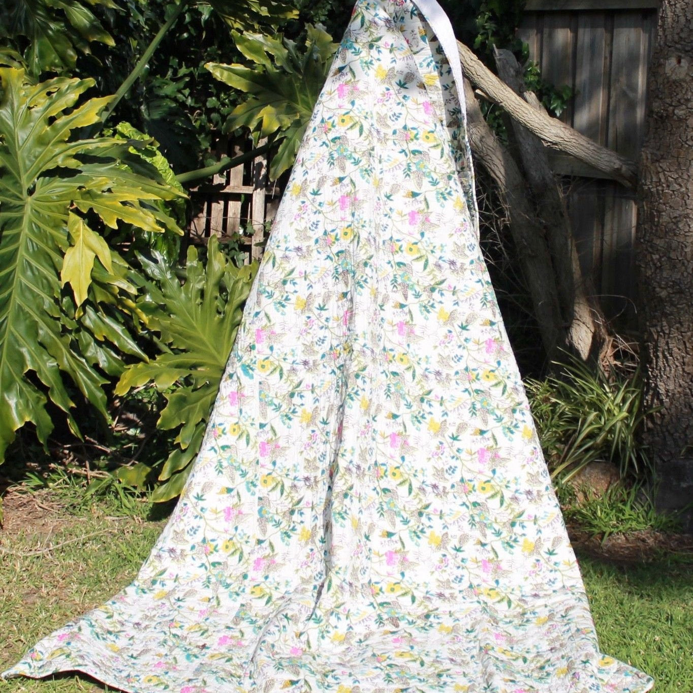 Linen Connections Indian Kantha Blanket Throw Duvet Set - Grey Goose