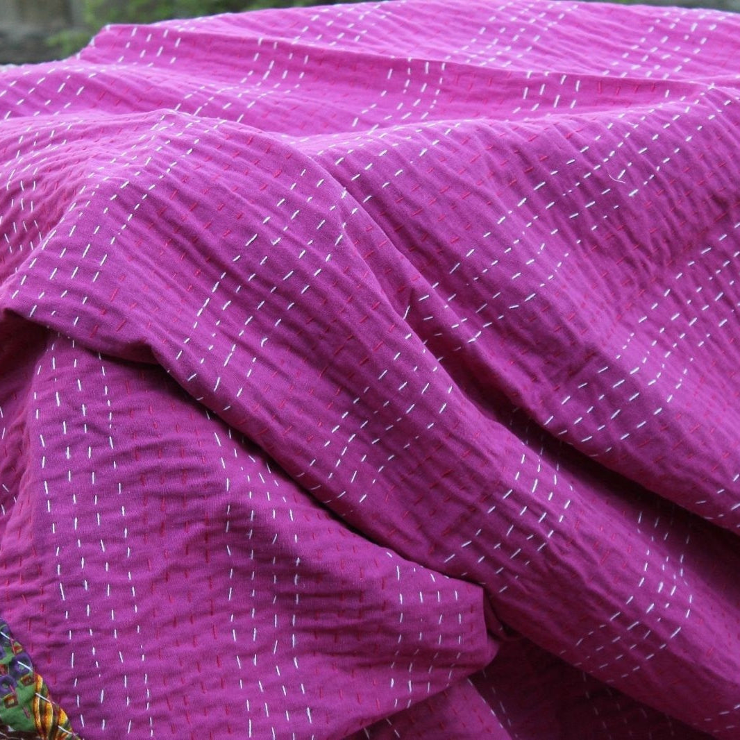 Linen Connections Handmade Indian Kantha Quilt - Purple Haze