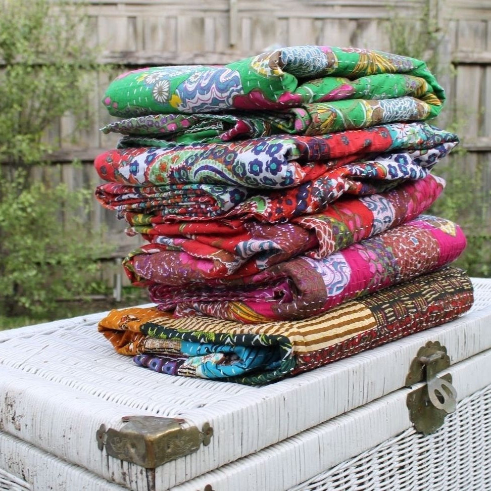 Linen Connections Handmade Indian Kantha Quilt - Purple Haze