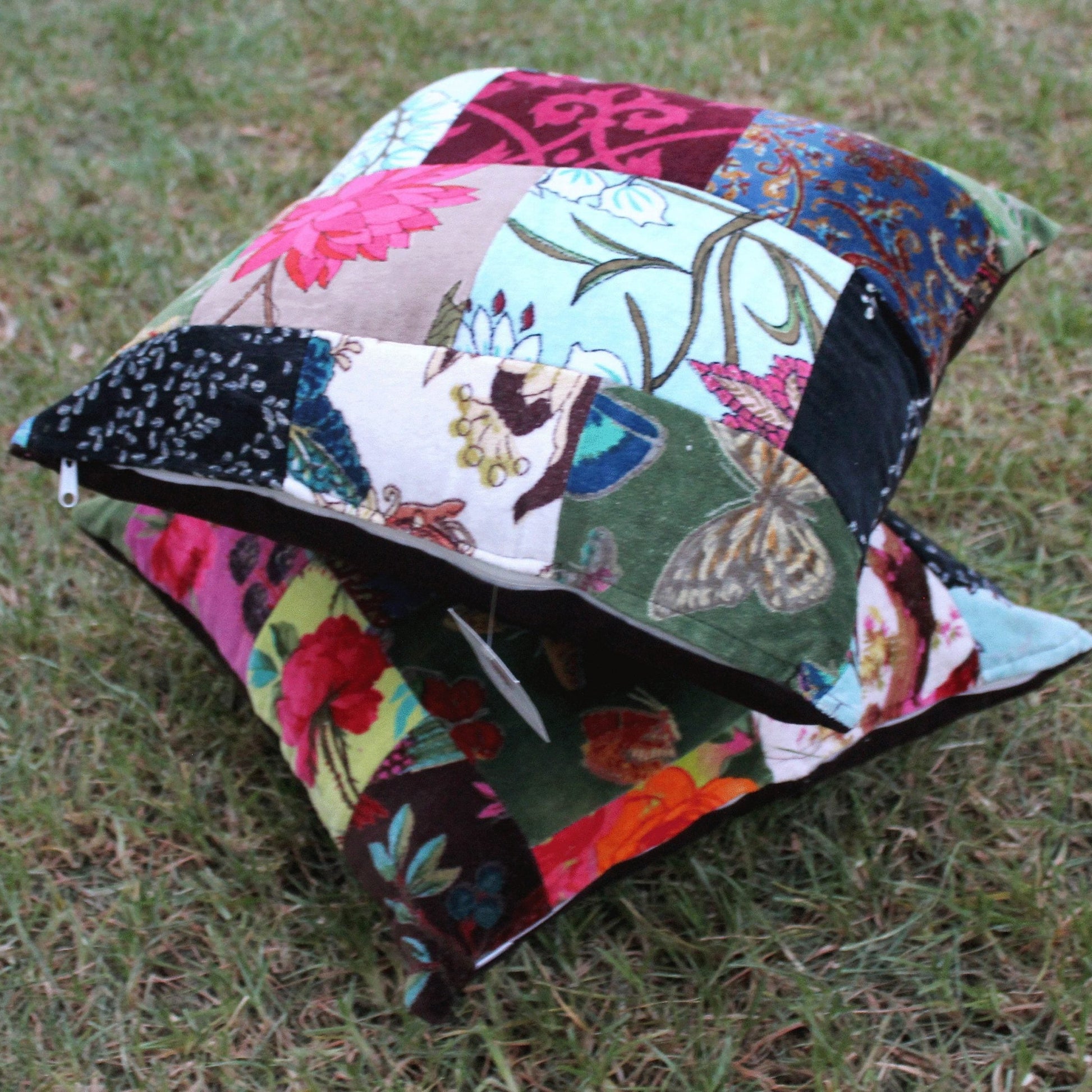Linen Connections Luxury Velvet Cushion Covers - Patch Block