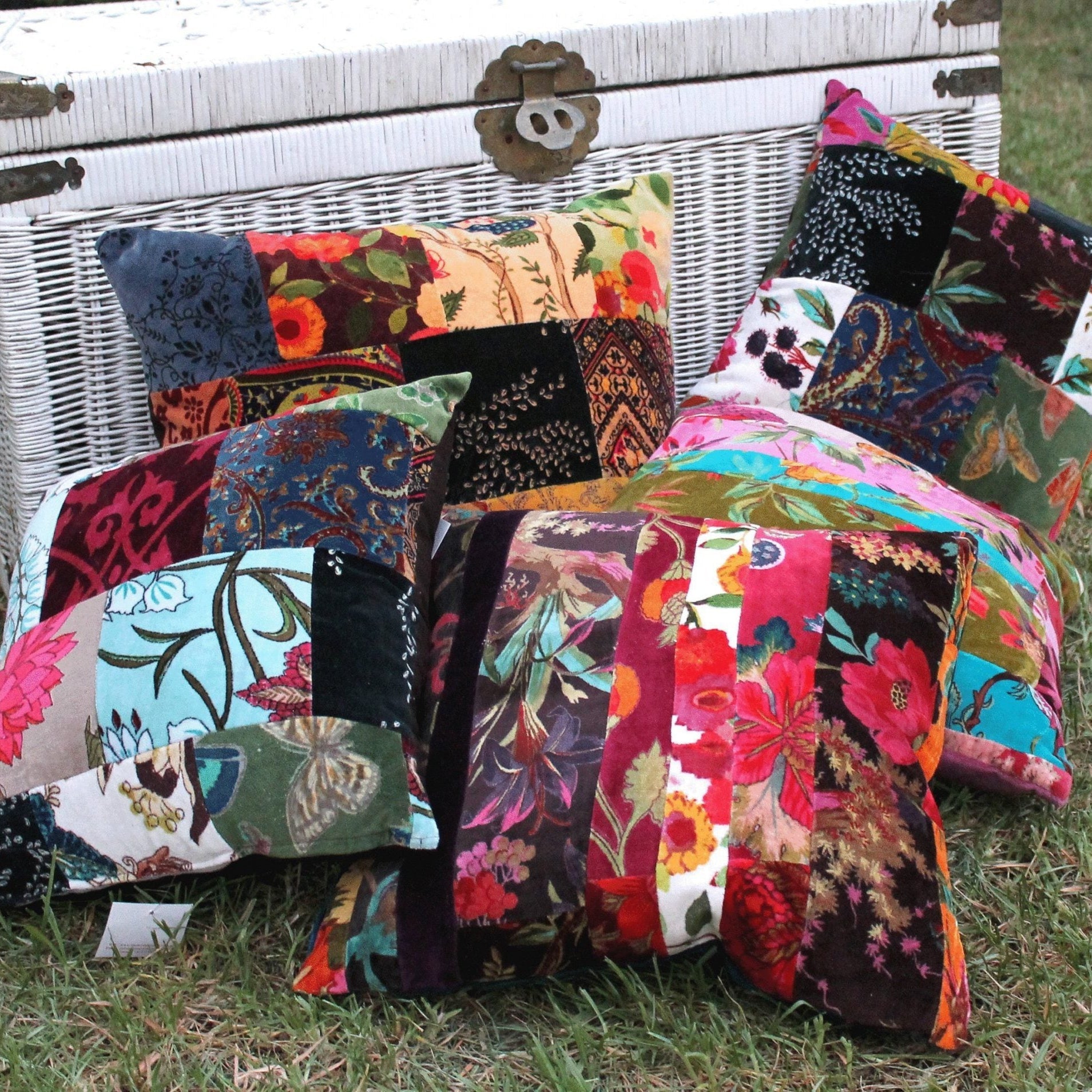 Linen Connections Luxury Velvet Cushion Covers - Patch Block
