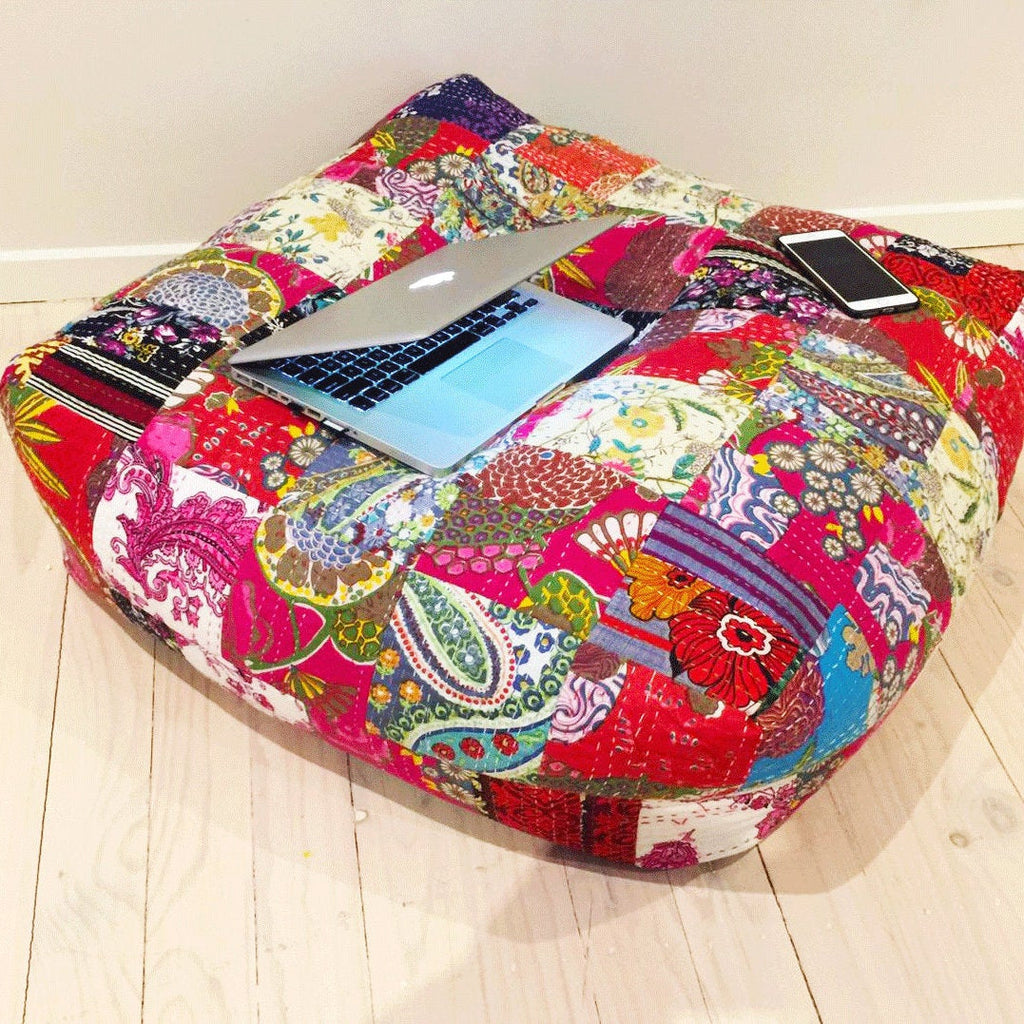 Kantha Floor Patchwork Cushion Cover - Colorful