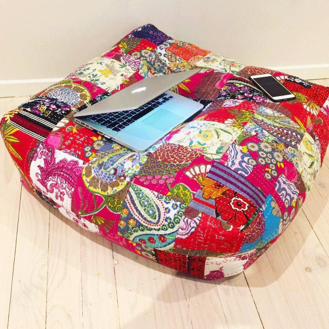 Kantha Floor Patchwork Cushion Cover - Colorful