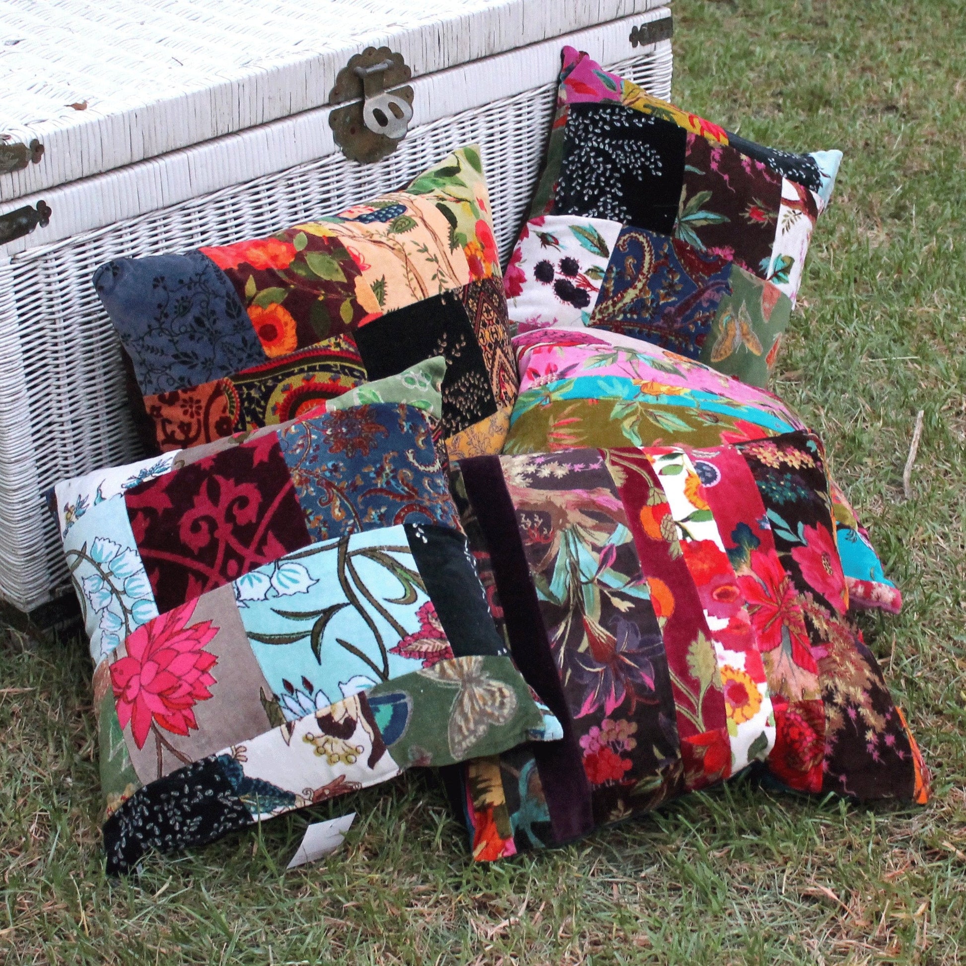 Linen Connections Luxury Velvet Cushion Covers - Patch Block