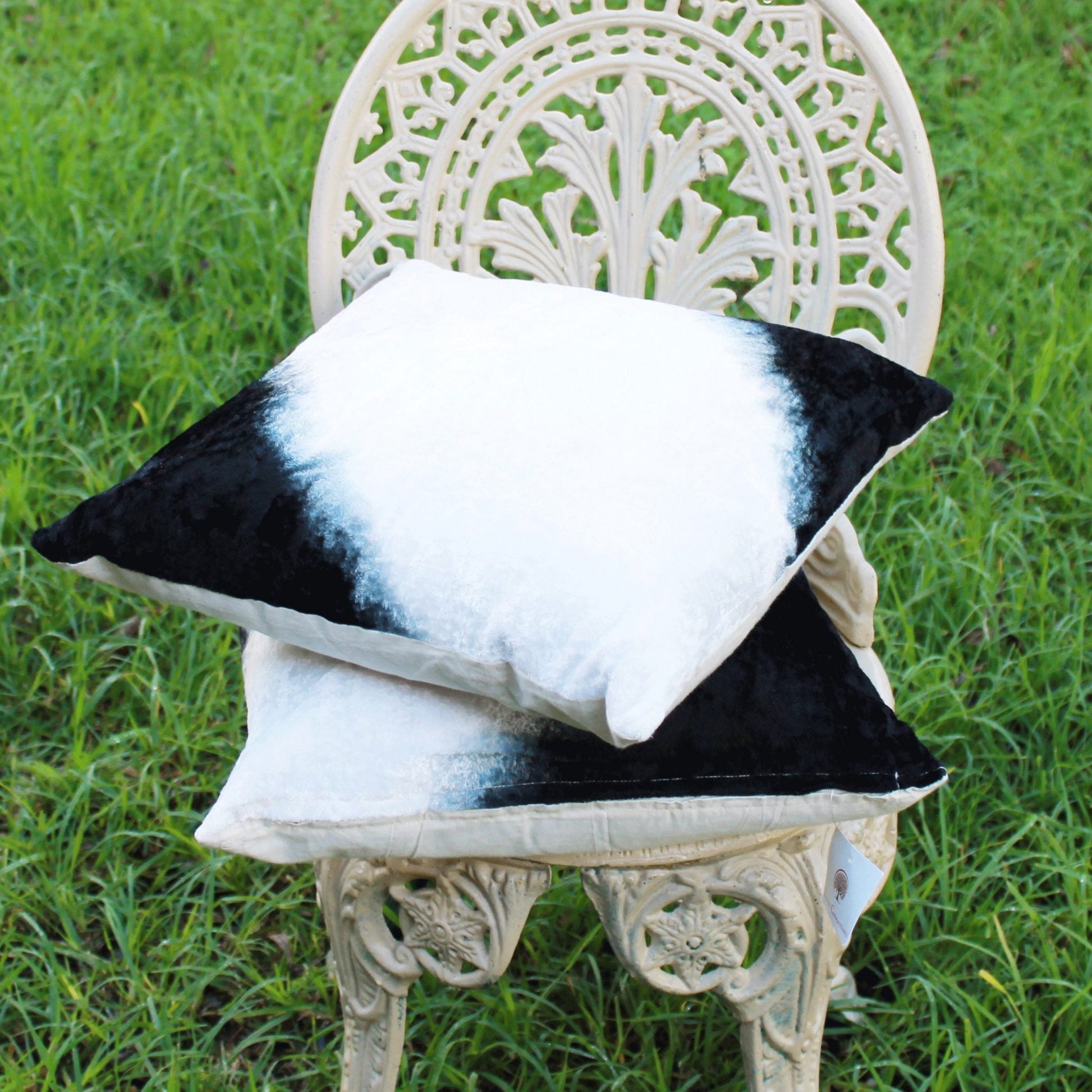 'Monochrome Tie Dye' 100% Cotton Velvet Cushion Cover