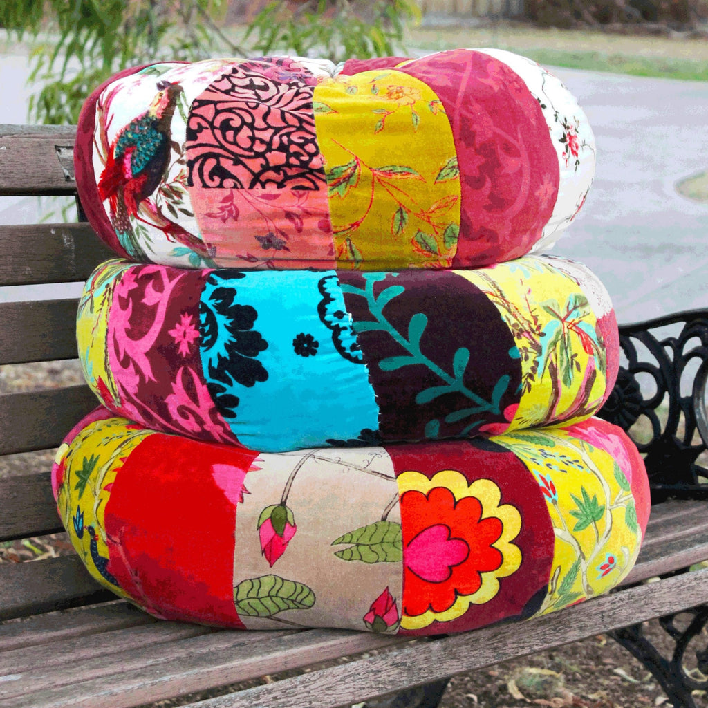 'Rustic Charm' 100% Cotton Velvet Patchwork Cushion Cover
