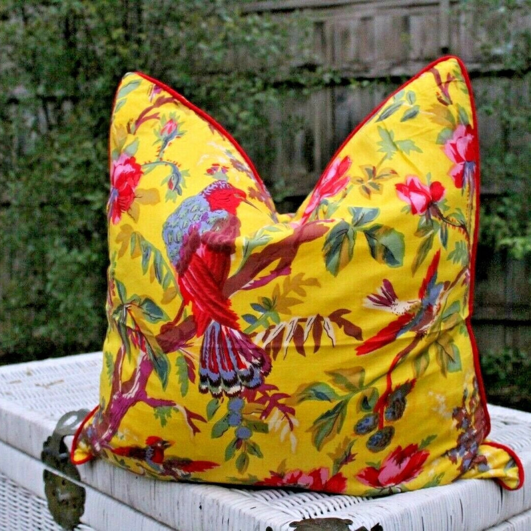 'Floral Oasis' 100% Handmade Cotton Cushion Cover