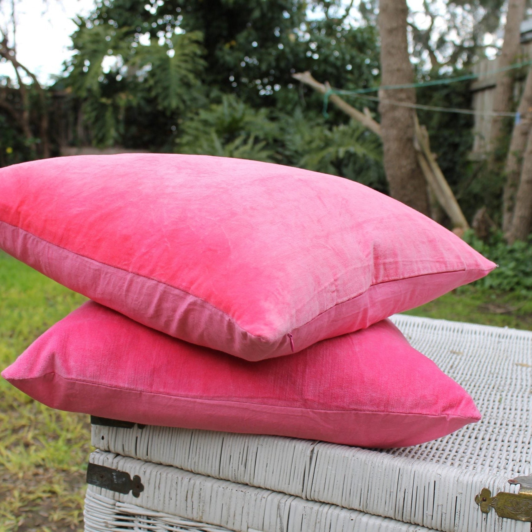'Flamingo Haze' 100% Cotton Velvet Cushion Cover