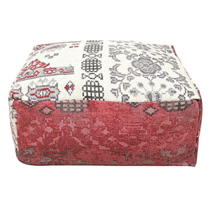 Moroccan Ottoman Cushion Cover, Pouf, Footstool - Red & White