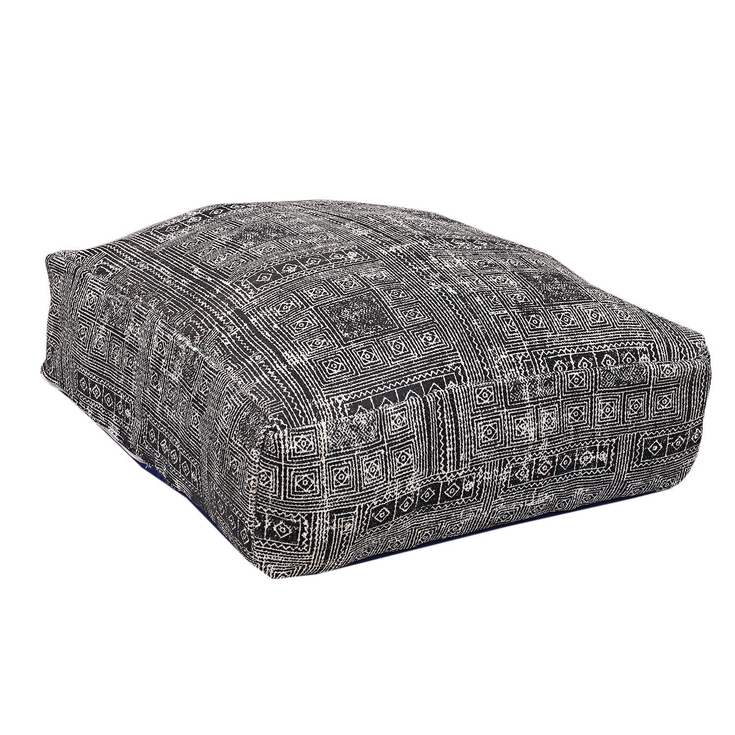 Moroccan Ottoman Cushion Cover, Pouf - Stunning Black