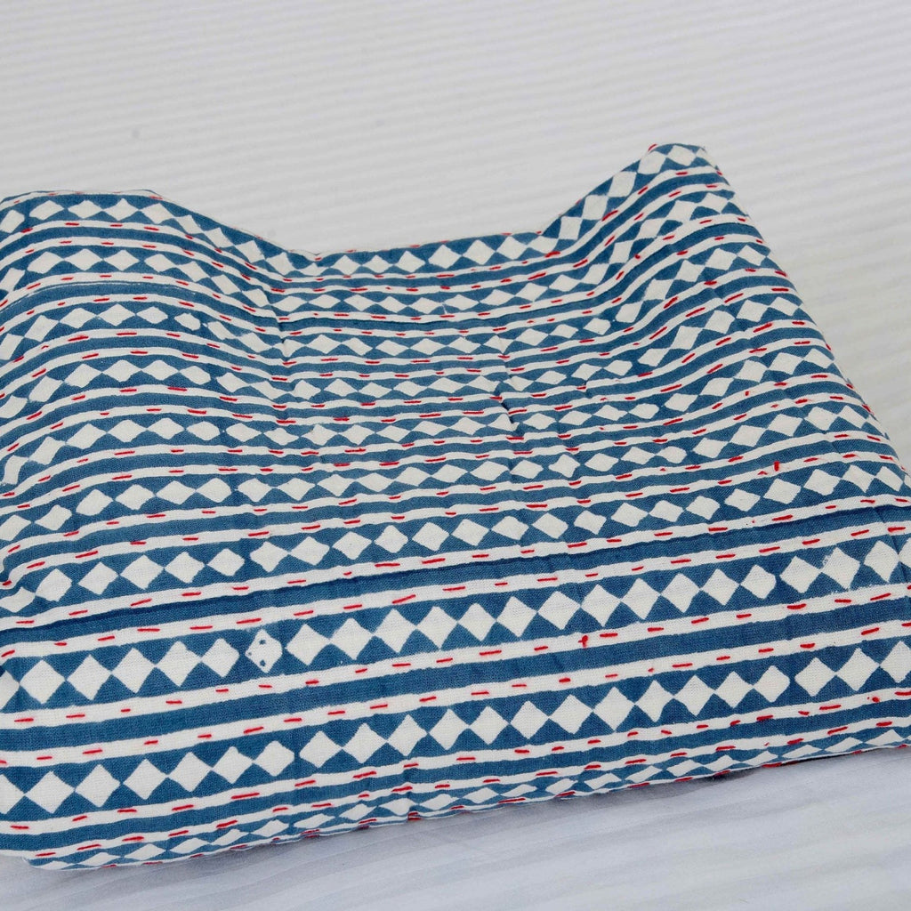 Linen Connections Indian Kantha Quilt - White Blues