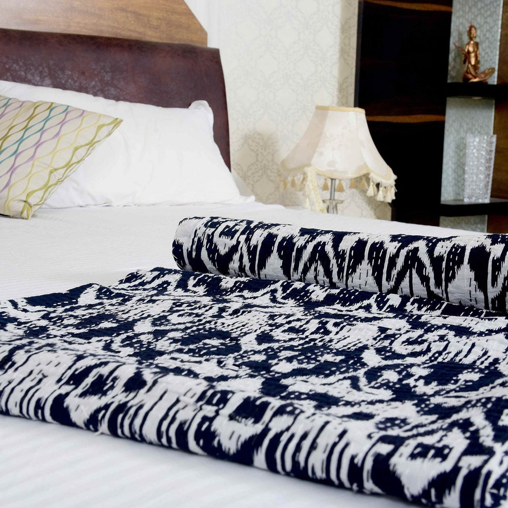 Linen Connections Indian Kantha Quilt - Blue Twist