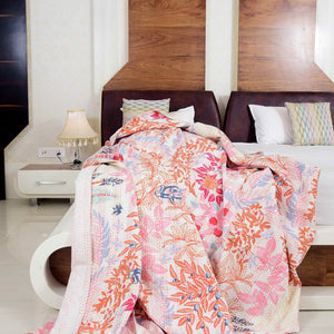 Linen Connections Handmade Indian Kantha Quilt - Light Pastures
