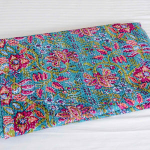 Linen Connections Handmade Indian Kantha Quilt - Blue Oasis