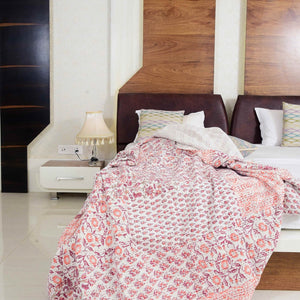 Linen Connections Handmade Indian Kantha Quilt - Mushy Pink