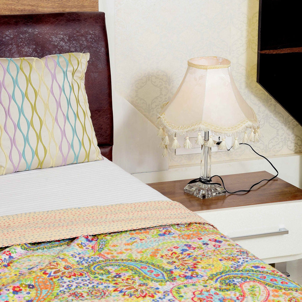 Linen Connections Handmade Indian Kantha Quilt - Pale Chic