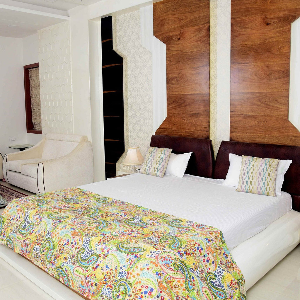 Linen Connections Handmade Indian Kantha Quilt - Pale Chic