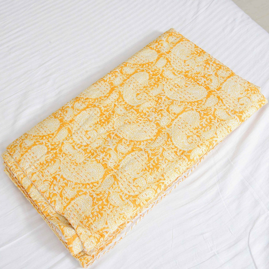 Linen Connections Indian Kantha Quilt - Sunny Glow