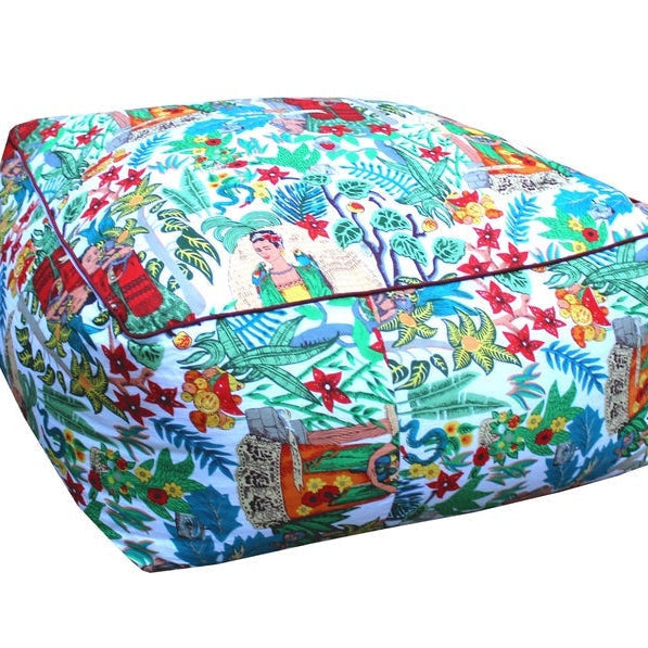 100% Cotton Ottoman Cushion Cover - Kahlo's Garden