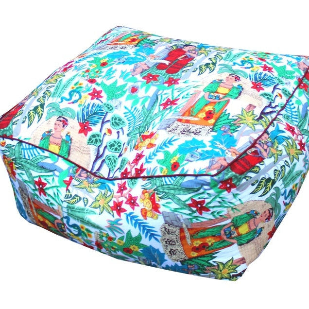 100% Cotton Ottoman Cushion Cover - Kahlo's Garden