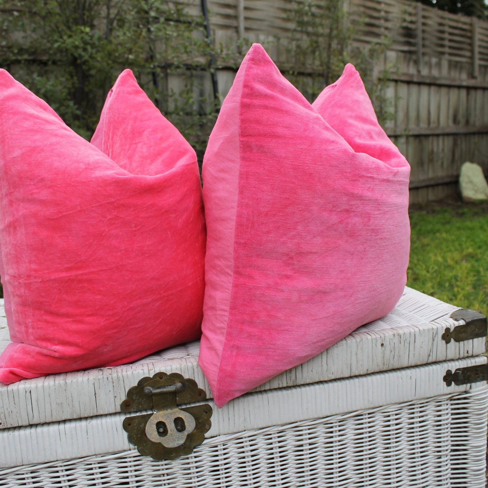 'Flamingo Haze' 100% Cotton Velvet Cushion Cover