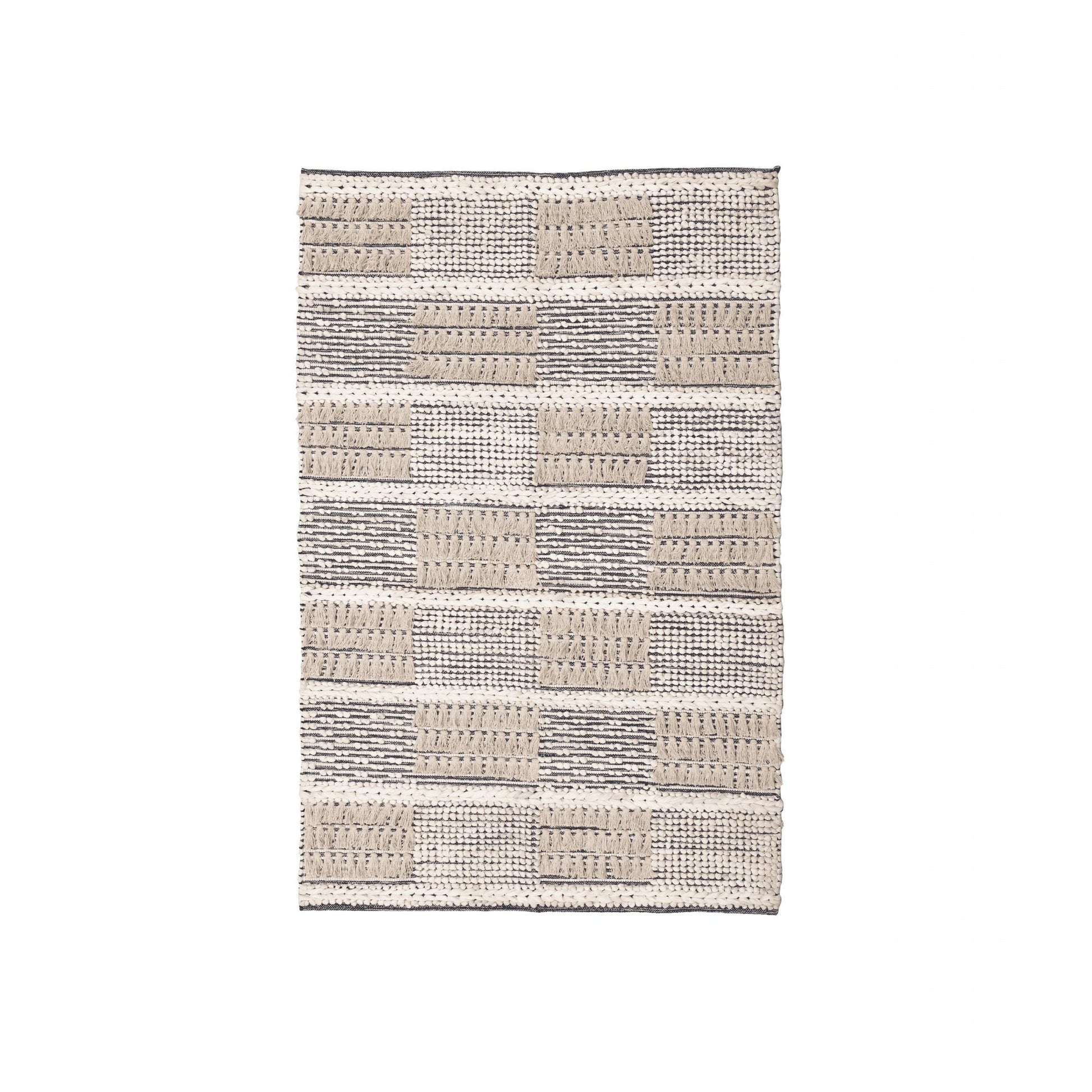 Scandinavian Handwoven Cotton Rug – Neutral Geometric Patchwork