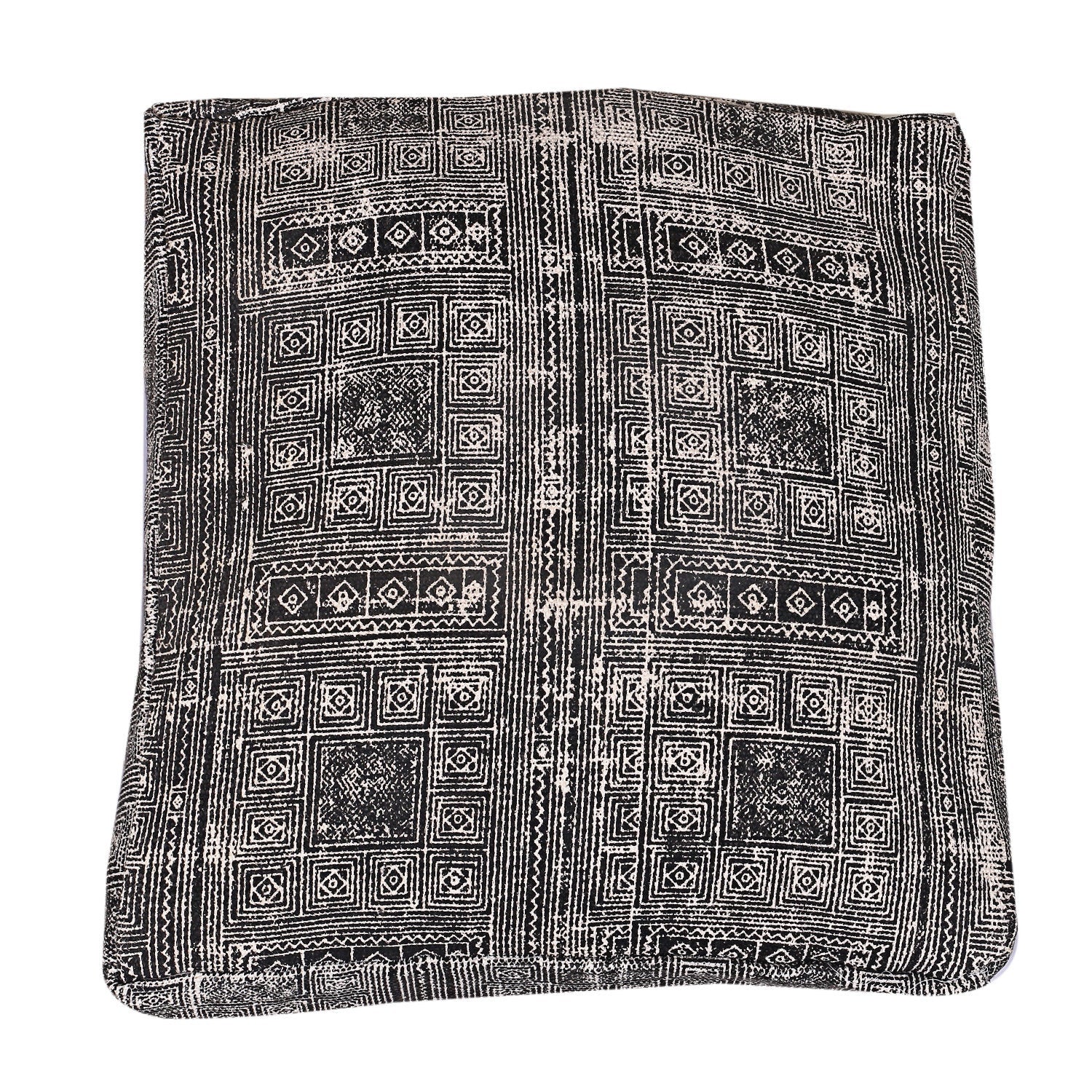 Moroccan Ottoman Cushion Cover, Pouf - Stunning Black