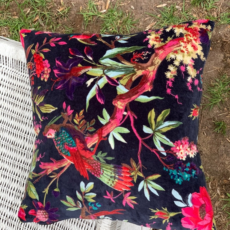 100% Velvet Cotton Cushion Cover - Mexican Bird