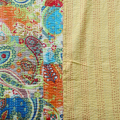 Linen Connections Handmade Indian Kantha Quilt - Colorful Chic