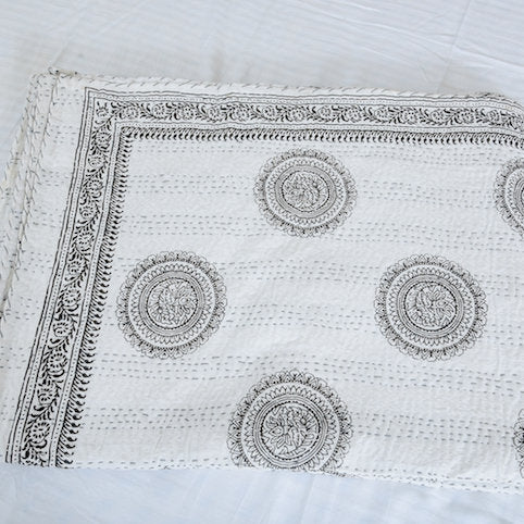 Linen Connections Handmade Indian Kantha Quilt - Sky Peace