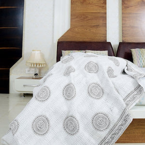 Linen Connections Handmade Indian Kantha Quilt - Sky Peace