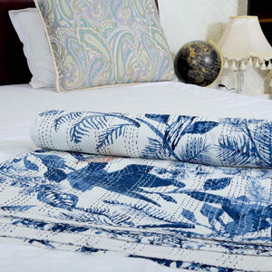 Linen Connections Handmade Indian Kantha Quilt - Azure Bird