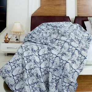 Linen Connections Handmade Indian Kantha Quilt - Celestial Blue