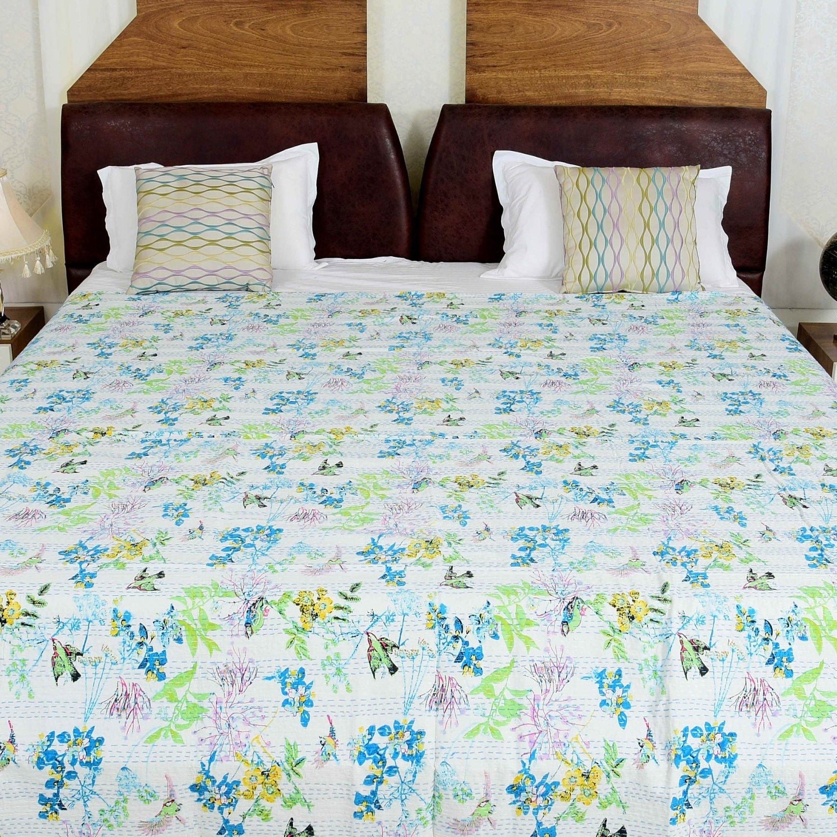 Linen Connections Handmade Indian Kantha Quilt- Harmony Hues
