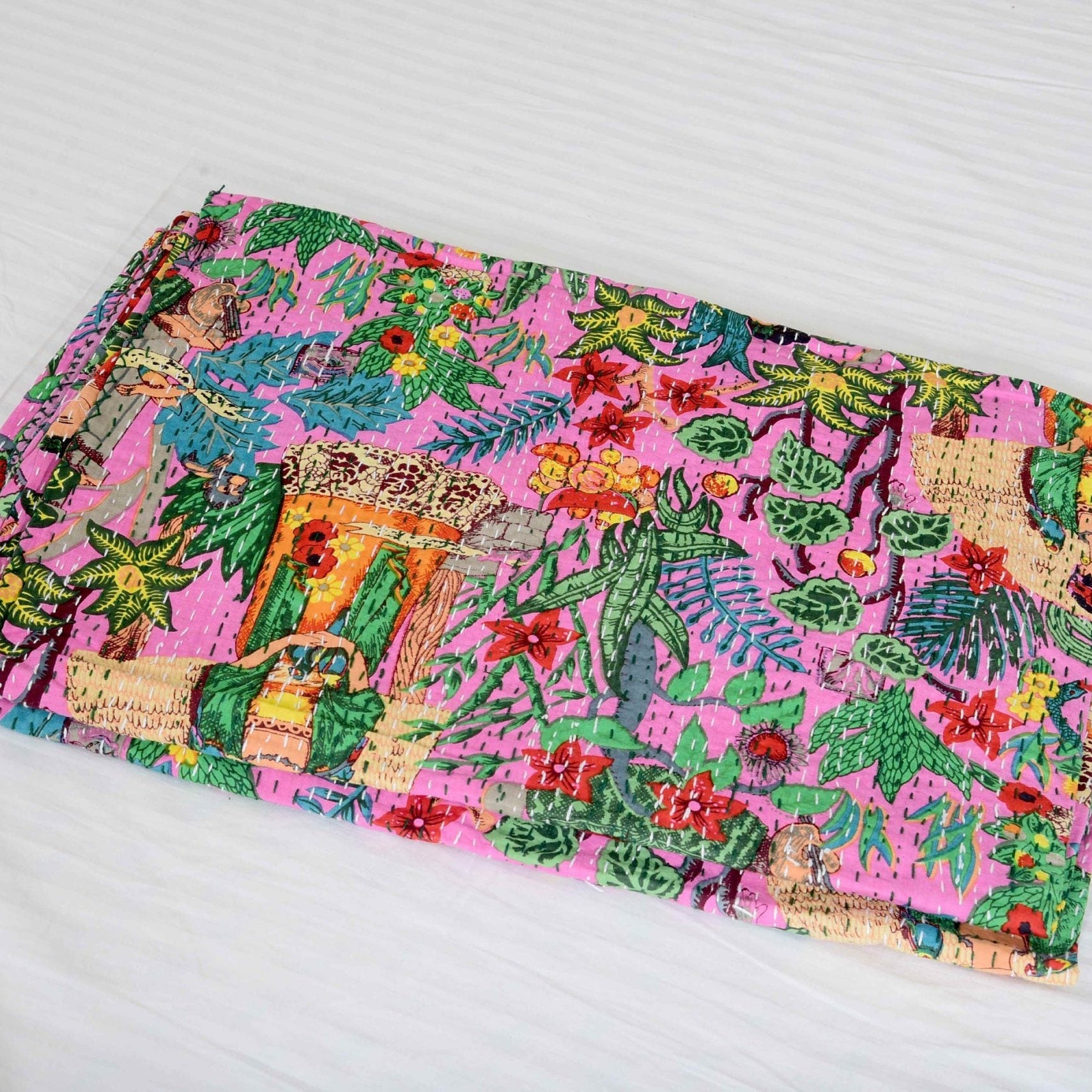 Linen Connections Indian Kantha Quilt - Frida Purple
