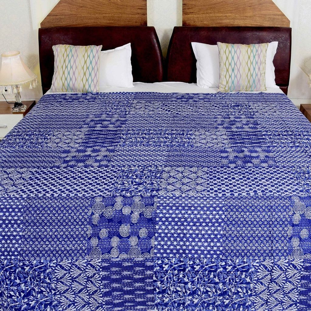 Linen Connections Indian Kantha Quilt - Blue Lagoon