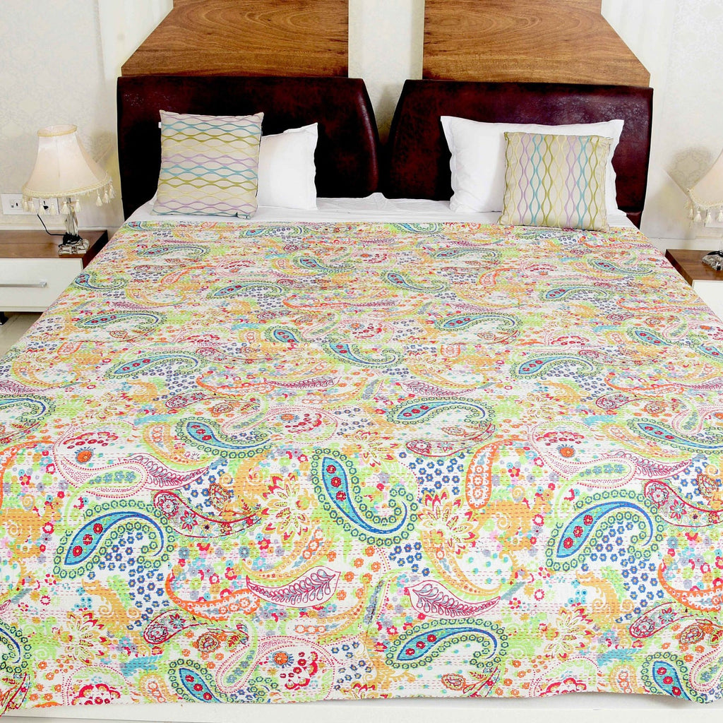 Linen Connections Indian Kantha Quilt - Serene Colours