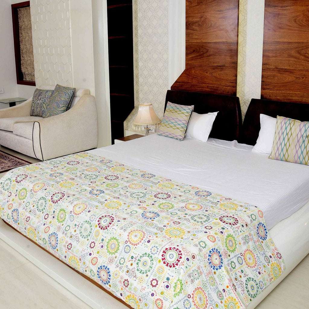 Linen Connections Indian Kantha Quilt - Colourful Oasis