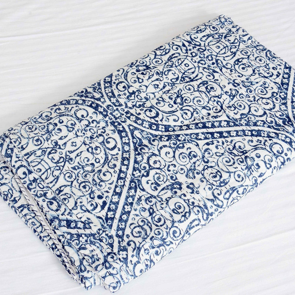 Linen Connections Indian Kantha Quilt - Frosty White