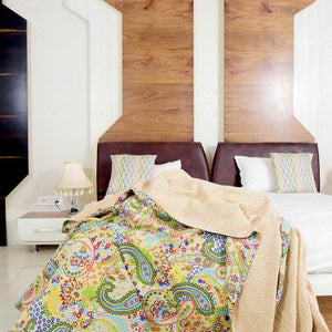 Linen Connections Handmade Indian Kantha Quilt - Pale Chic