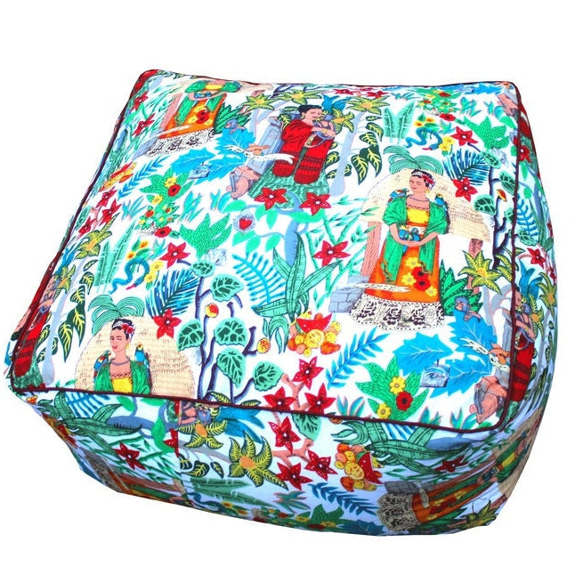 100% Cotton Ottoman Cushion Cover - Kahlo's Garden
