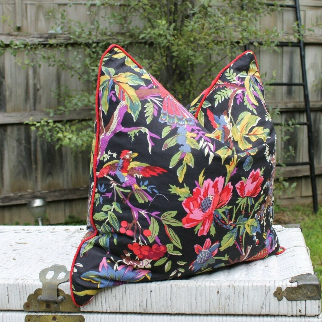 100% Cotton Cushion Cover - Black Bird