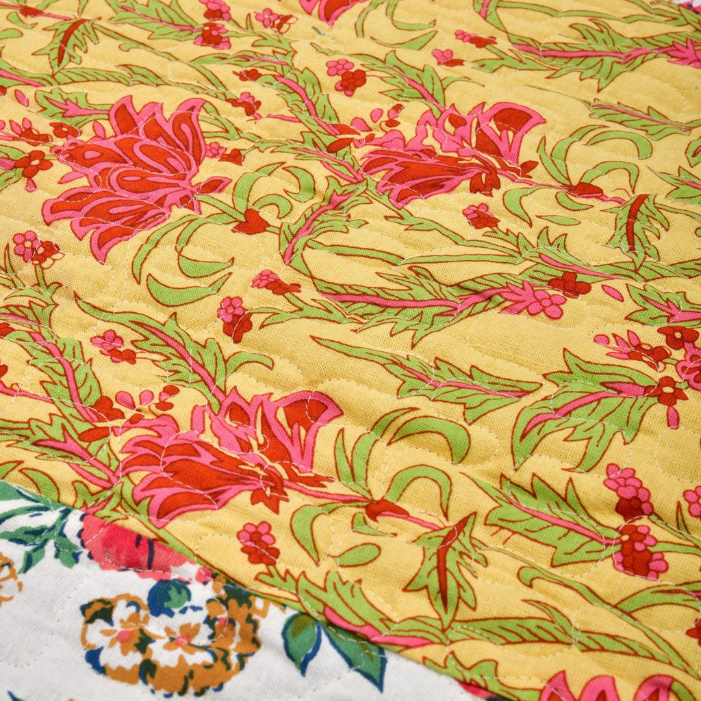 Linen Connections Handmade Indian Kantha Quilt - Honey Tint