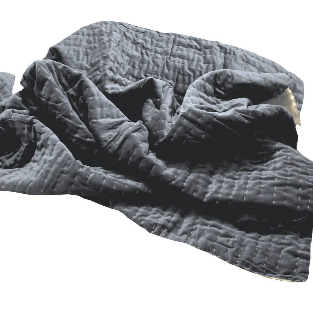 Velvet Cotton Quilt Patchwork Handmade Comforter - Grey