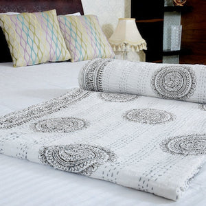 Linen Connections Handmade Indian Kantha Quilt - Sky Peace