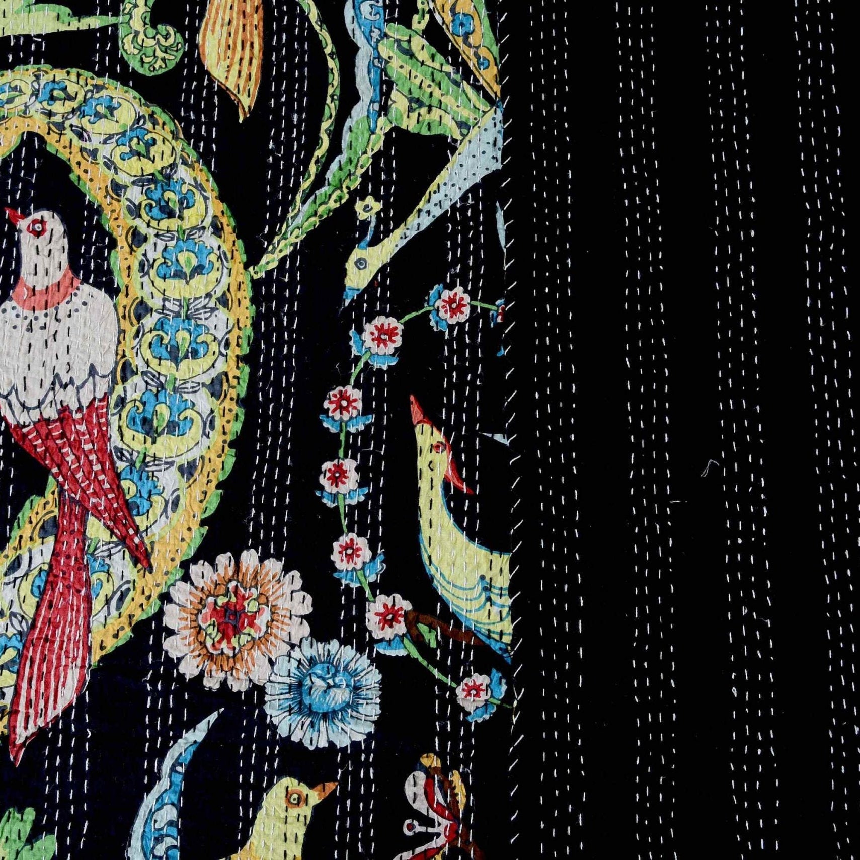 Linen Connections Handmade Indian Kantha Quilt - Black Haven