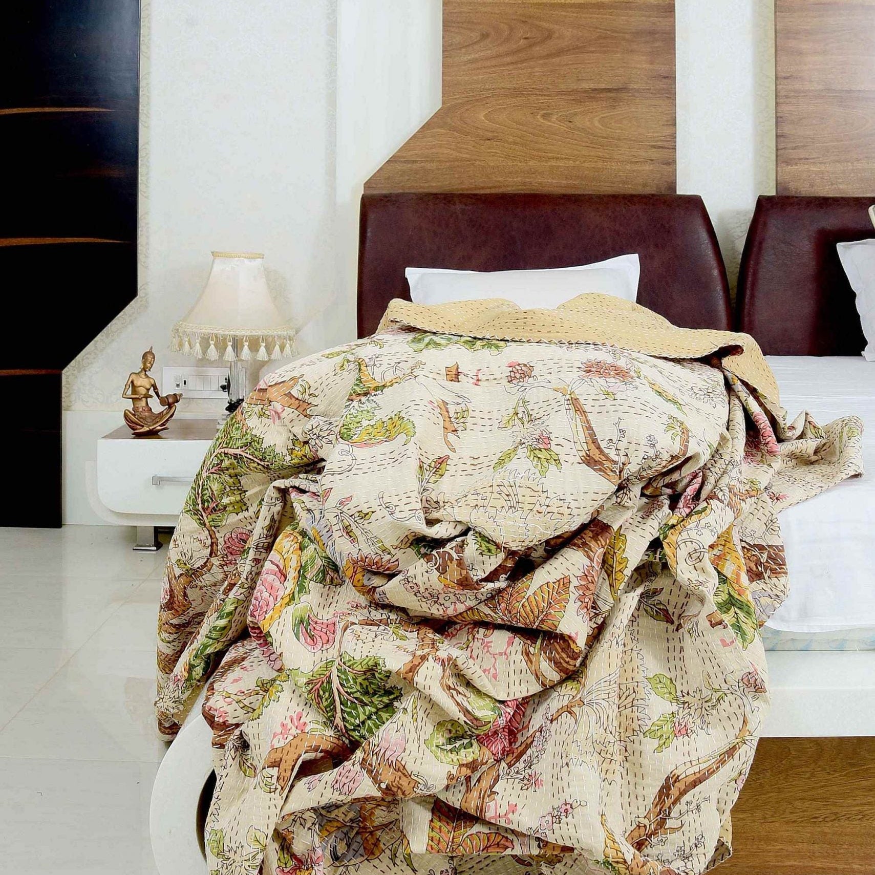 Linen Connections Handmade Kantha Quilt - Spiritual Tree