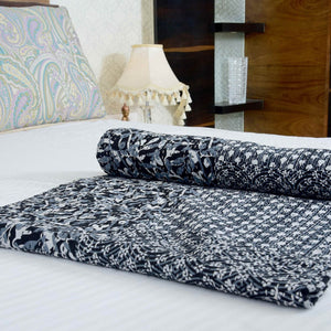 Linen Connections Handmade Indian Kantha Quilt - Blue Aurora